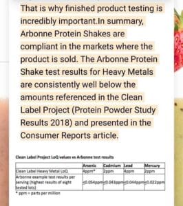 Protein Powders with Heavy metals not Arbonne